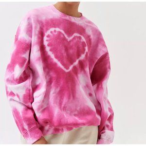 Urban Outfitters pink heart tie-dye crew neck sweatshirt EUC, size XL